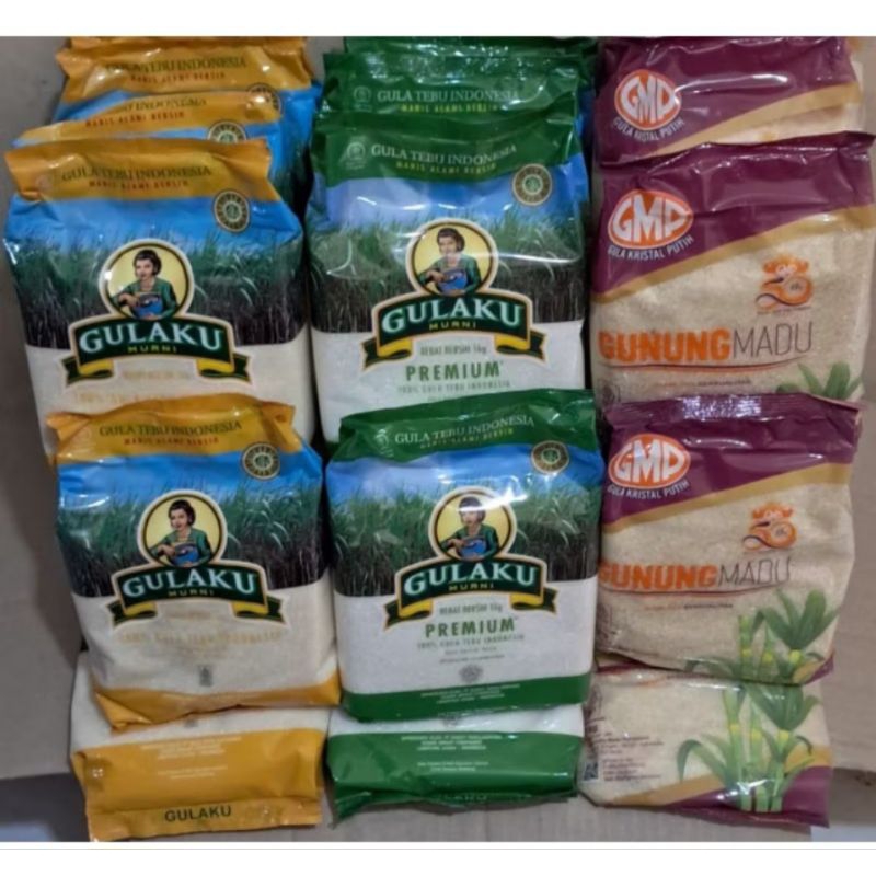 KHUSUS INSTANT..1 DUS GULAKU - 1DUS GULA  PASIR 1 KG - GULAKU KUNING 1 KG