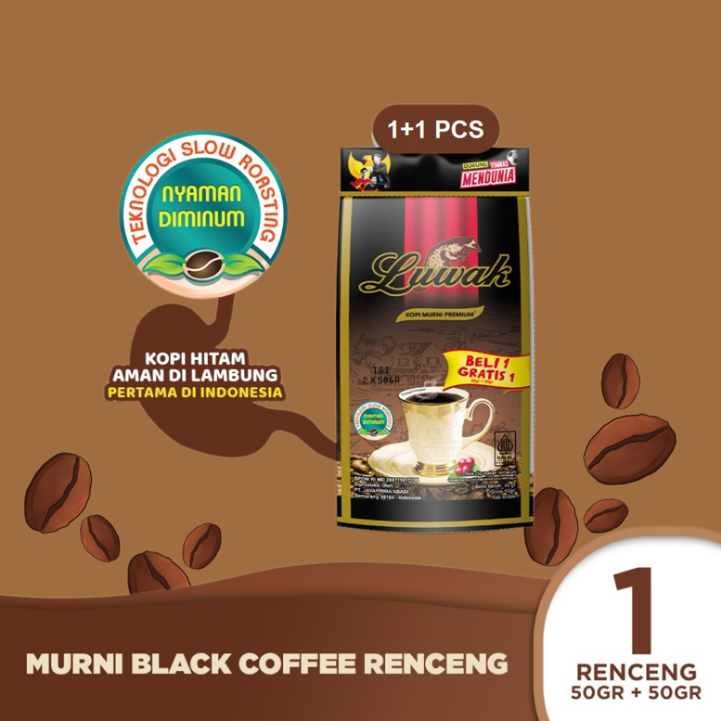 

(BELI 1 GRATIS 1) LUWAK Kopi Murni Premium isi 2 pcs x 50 gram