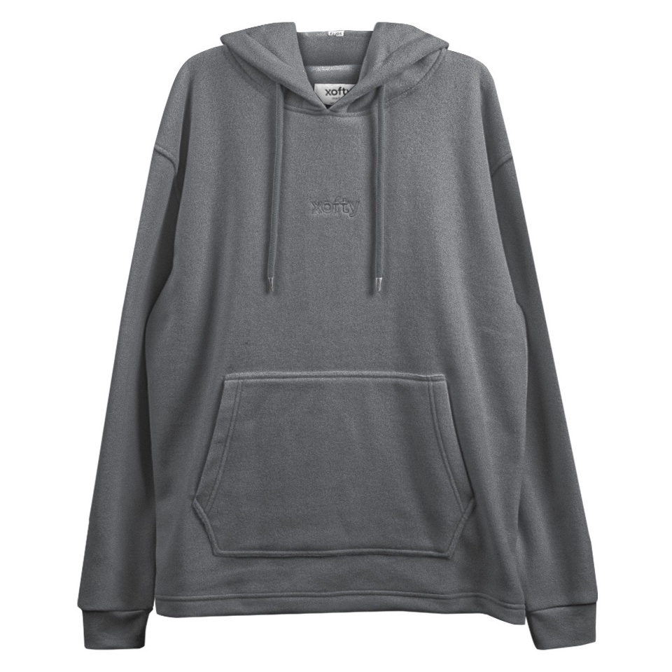 55TERBARU Xofty Sweater Hoodie Boxy Fit Pria Dan Wanita Valtari Grey