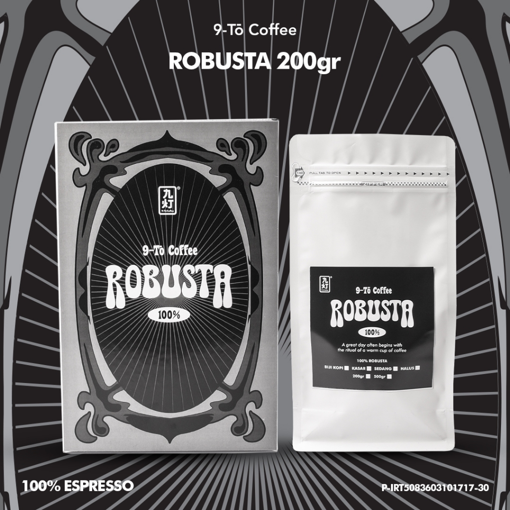 

9-To Coffee Pure Robusta Silver 100% Robusta 200gr Biji Kopi Indonesia