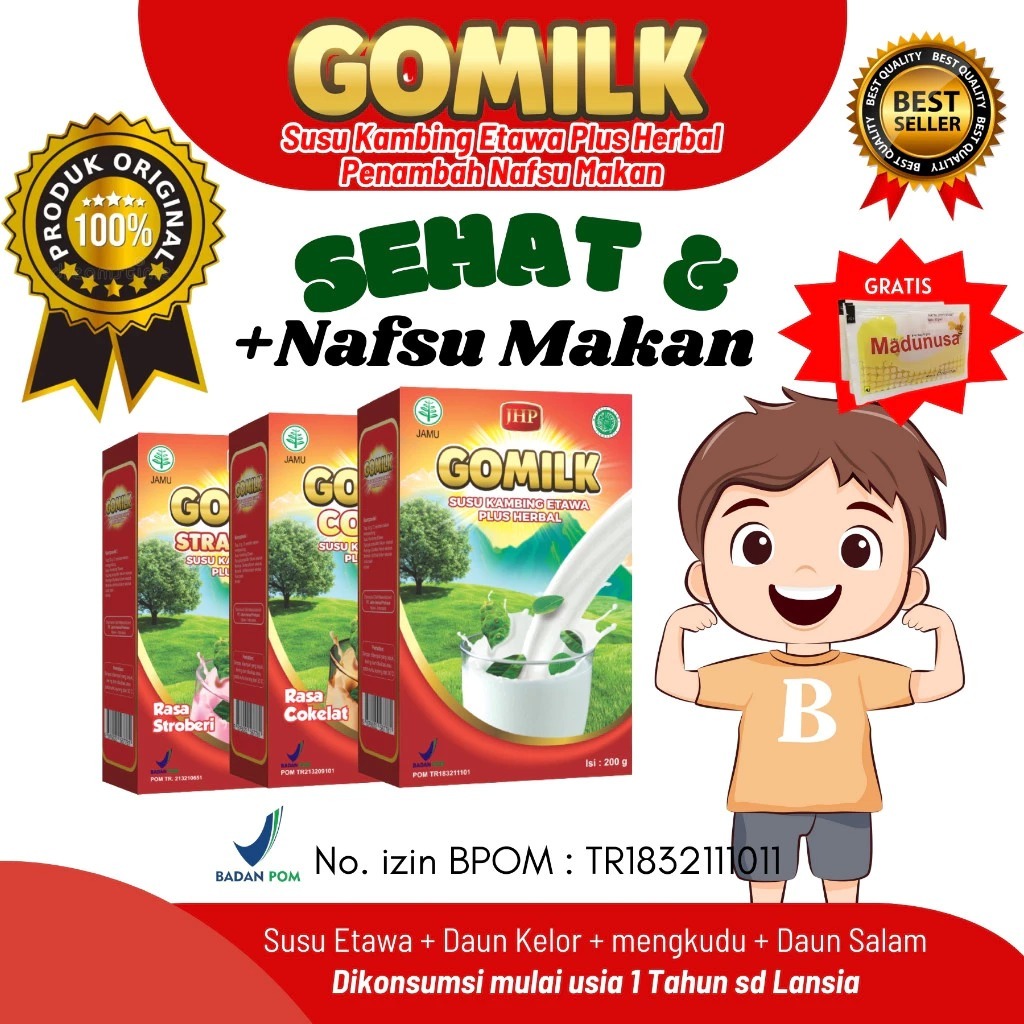 

[ susu pengemuk badan ] GOMILK 200gr Susu Kambing Etawa Plus Herbal menambah nafsu makan anak