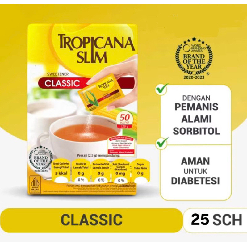 

Tropicana Slim Sweetener Classic 25 sachet - Pemanis untuk Bantu Batasi Gula