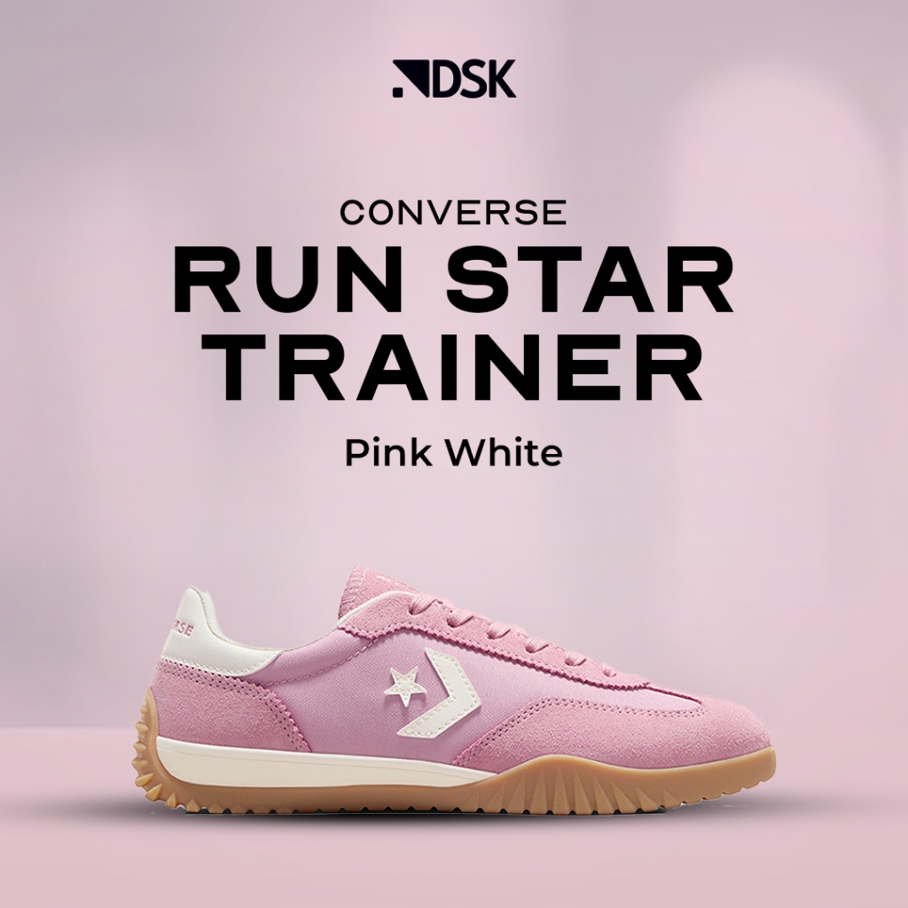 Converse Run Star Trainer Pink White 100% Original Sneakers Casual Wanita Sepatu Original Sepatu Con