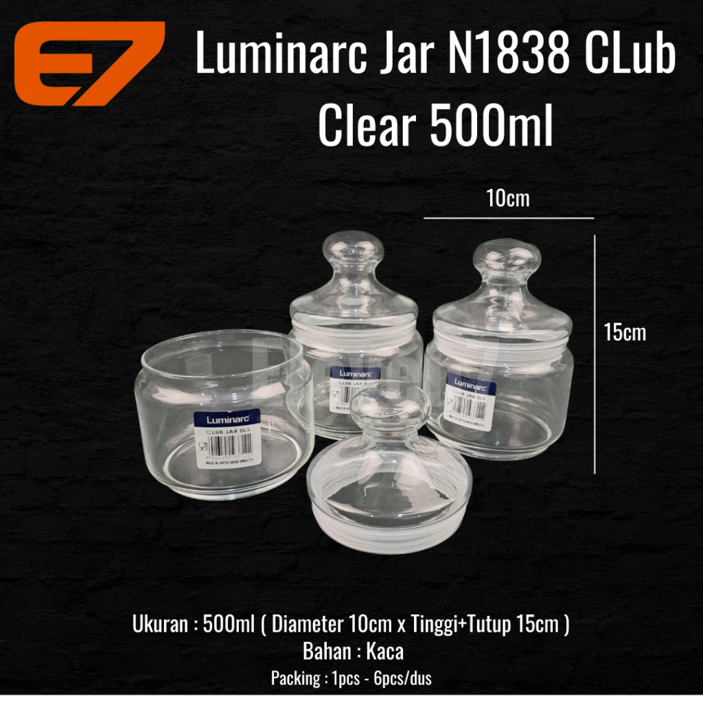 Luminarc Toples Kaca Botol Jar Beling 500ml