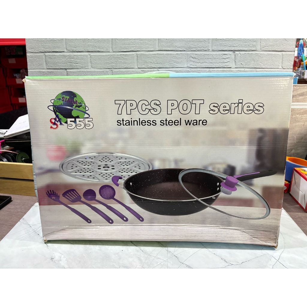 PAN SET 7PCS POT SERIES SINDA 555 / COOK WARE SETS / PERALATAN MEMASAK SET DENGAN SPATULA