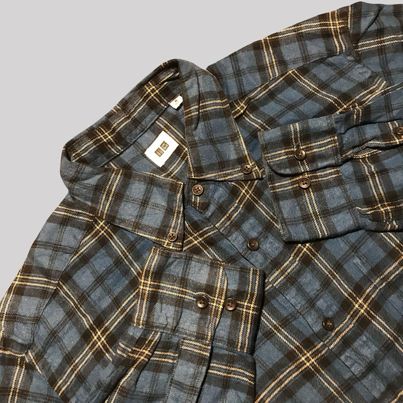 Kemeja Flannel Uniqlo Navy - M