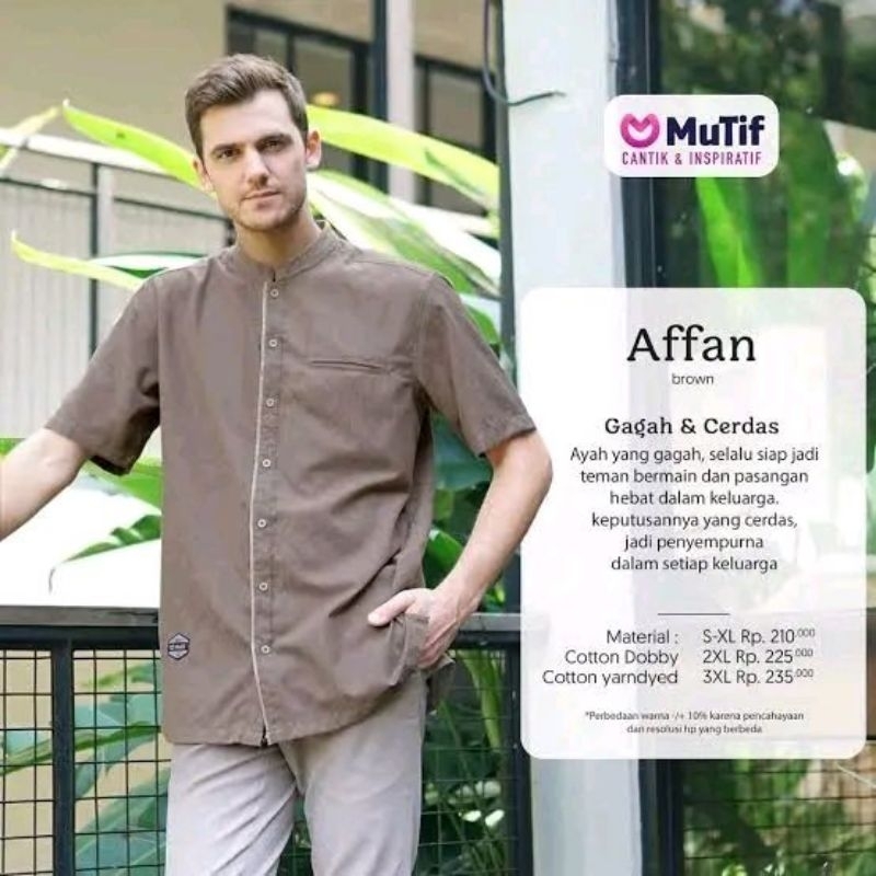 KOKO MUTIF AFFAN BROWN Baju Koko Pria Dewasa Lengan Pendek