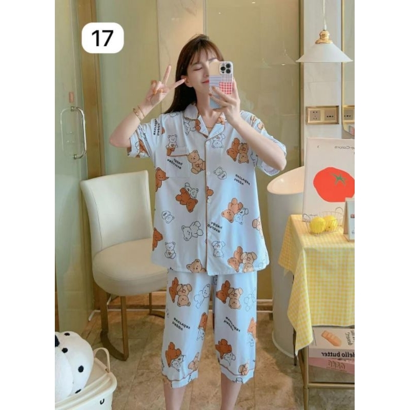 Setelan babydoll celana 7/8 import dewasa