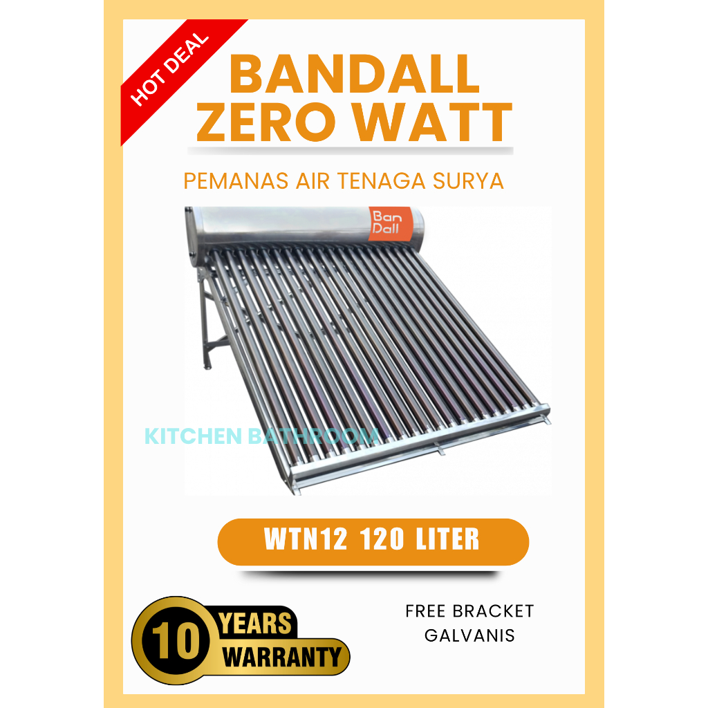 Pemanas Air Tenaga Matahari Solar Water Heater Bandall WTN 12 120 LITER / Bandall WTN12 120Liter / B