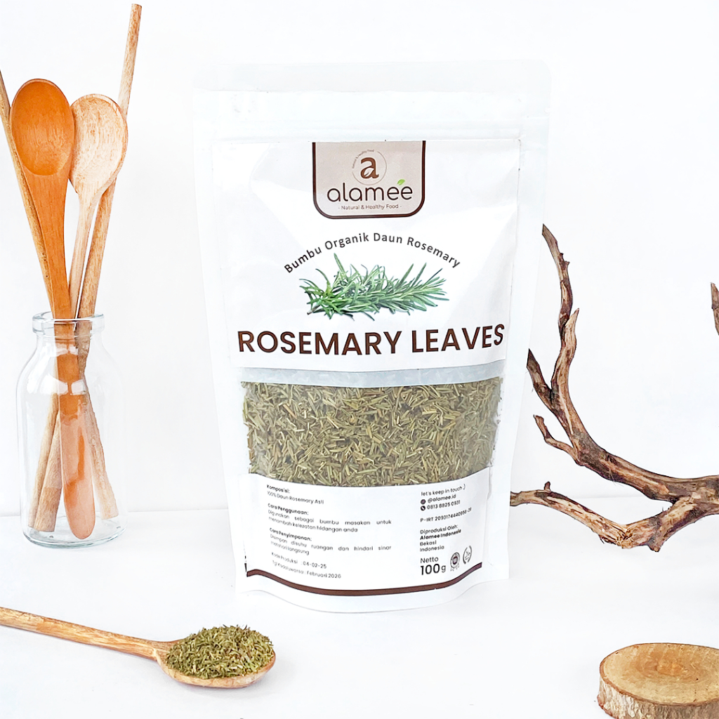 

ALAMEE Daun Rosemary Kering Dried Leaves Garnish Murni Asli Tanpa Campuran Bumbu Dapur 100g