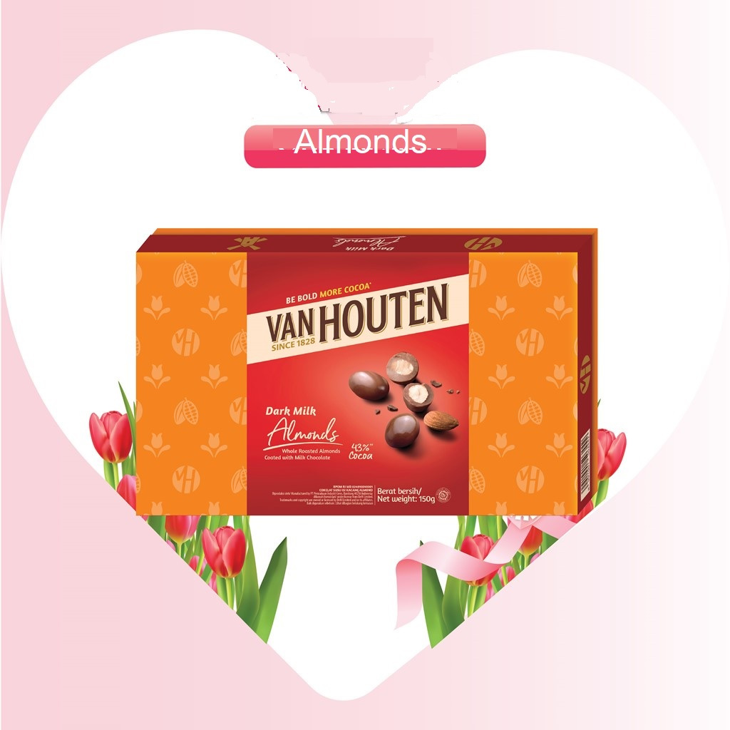 

Van Houten Box Almond Dragees coklat van houten since 1828 van houten dark milk Box
