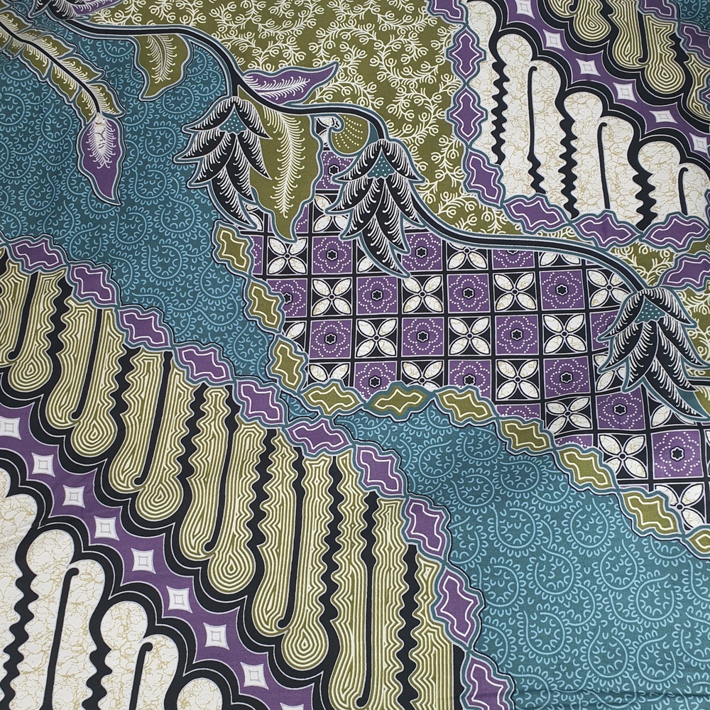 Katun Batik Ceplok Kawung Sriwedari Ungu Mix Hijau (Pronto Moda)