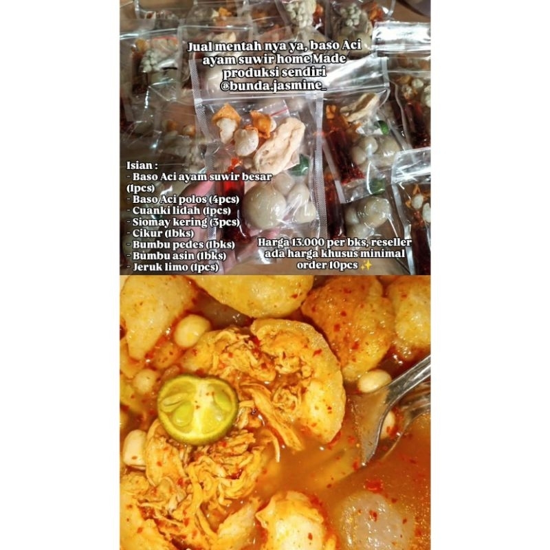 

BACIWIR Baso Aci Ayam Suwir (Mentah) bumbu asli rempah bukan bubuk cabe