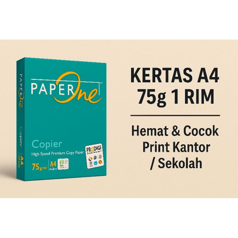 

Kertas A4 PaperOne 75gsm 1 Rim – 500 Lembar | Kertas Fotokopi Print Kantor / Sekolah