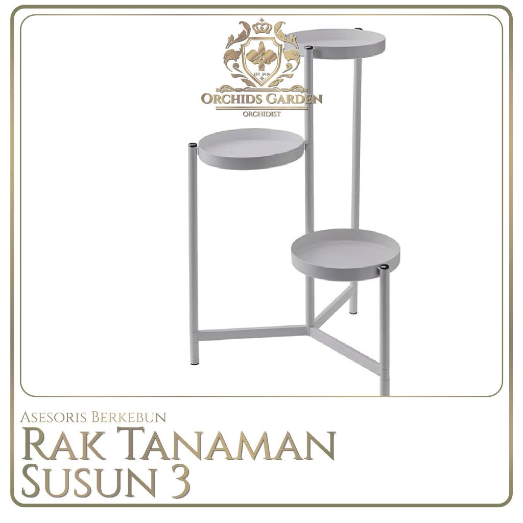 ORCHIDSGARDEN Rak Tanaman Besi IKEA Susun 3 Outdoor Indoor Standing Pot Susun Rak Serbaguna Minimali