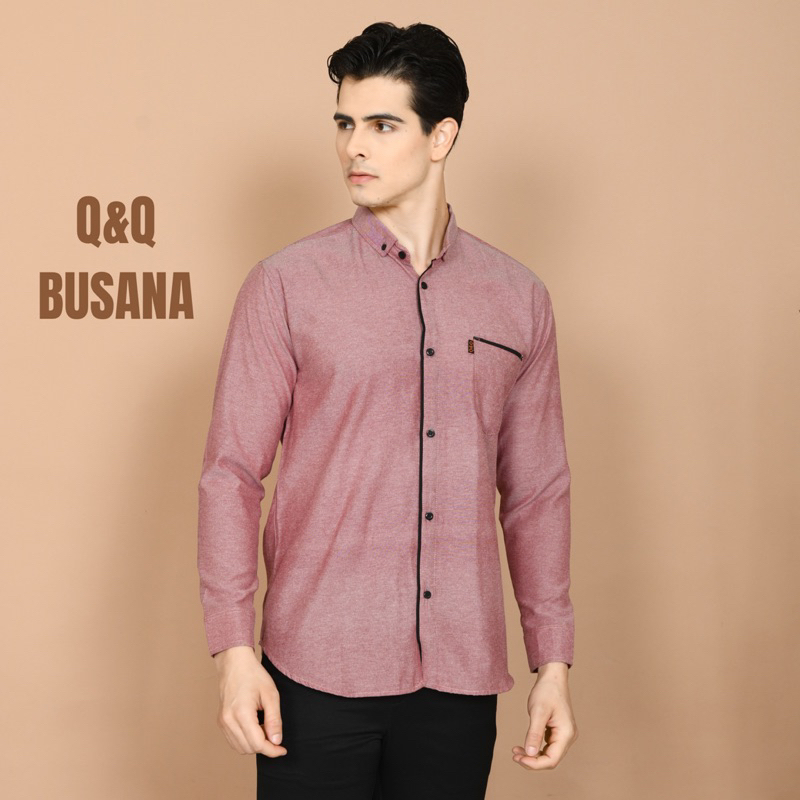 kemeja lengan panjang pria motif garis list casual simple Hem Kemeja premium baju hem cowok terbaru