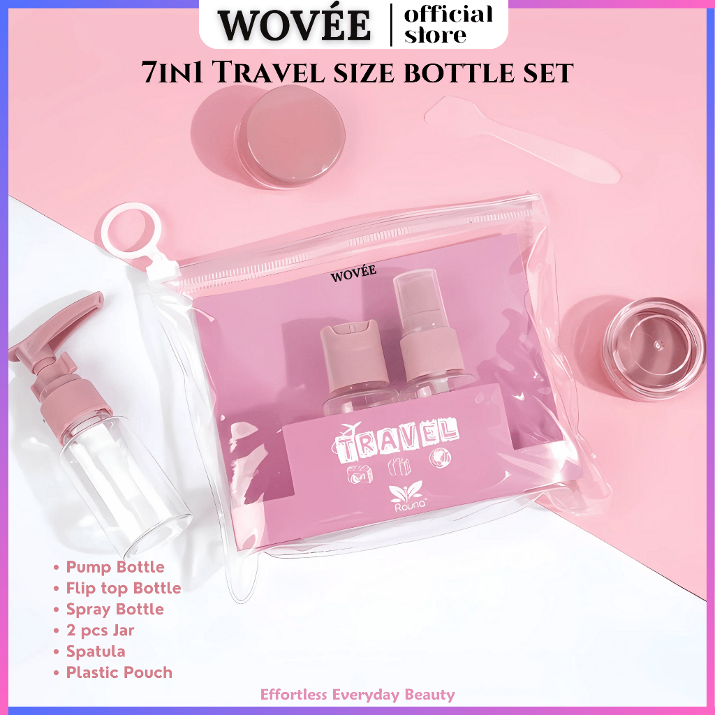 Wovee Mini Travel Size Bottle Set | Skincare Makeup Bottle Mini Travel Wadah Isi Ulang Travel Isi 7
