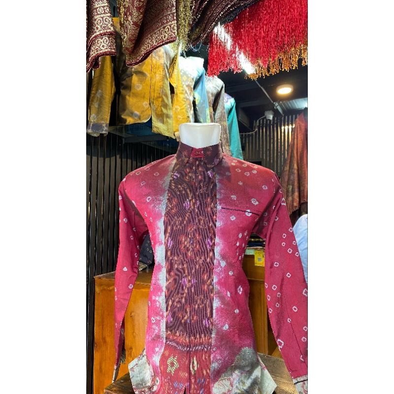 Kemeja Jumputan Pria Lengan Panjang - Kasih Ibu Palembang