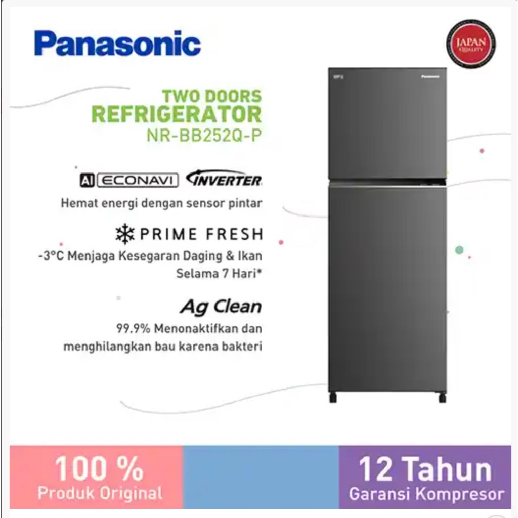 PANASONIC KULKAS 2 PINTU KECIL SMALL 2 DOOR REFRIGERATOR NRBB252QP