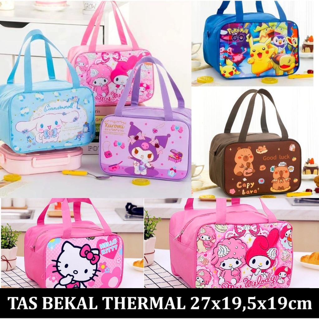 2025 Tas Bekal thermal termal bag tahan panas besar jumbo Kapibara motif sanrio cinnamoroll kuromi c