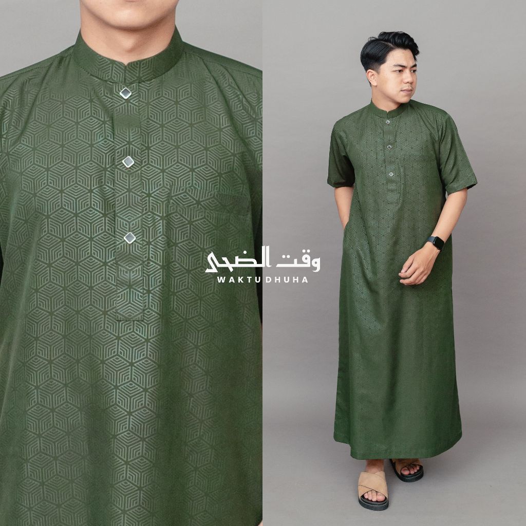 promo terbaru waktu dhuha - gamis slimfit dewasa cowok lengan pendek jubah dhuha
