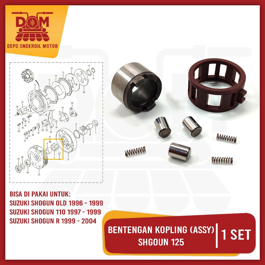 Bentengan Kopling Shogun (KNZ) Cage Bosh Clutch Peloran Rumah Ganda Suzuki Shogun R 110 Old Lama