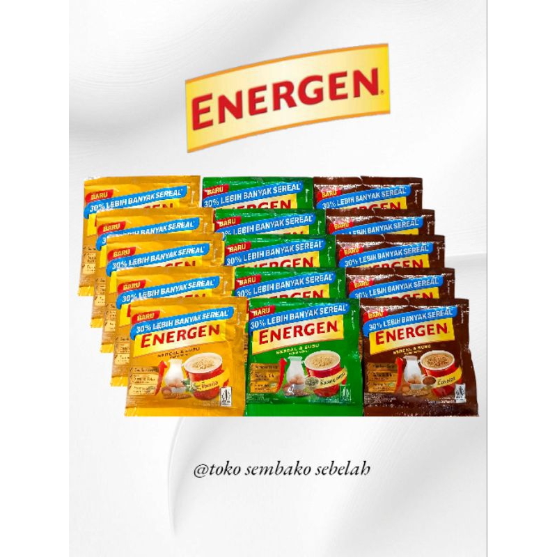 

Energen Sereal Sachet || Rasa Kacang Hijau, Vanilla, Coklat || 1 Renteng Isi 10 Sachet