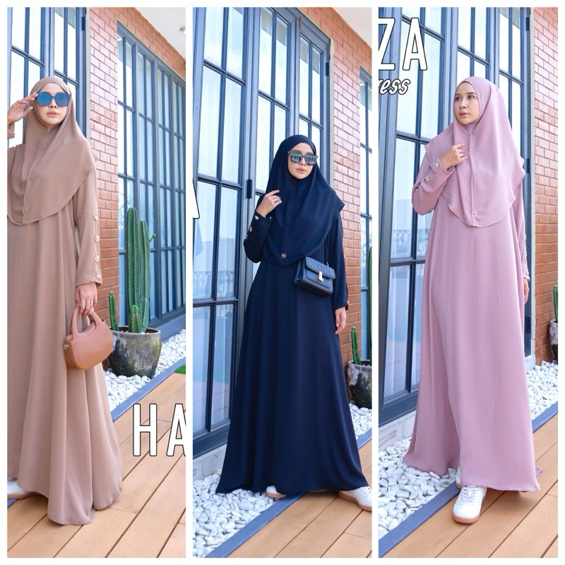 Hayza Dress Gamis  Marevi Set Hijab  Original Branded Premium Quality  Butik Aceh Setia Budi