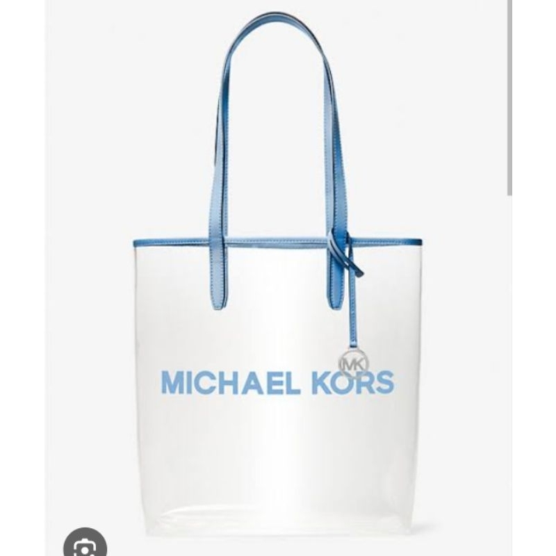 Ready New Tas Michael Kors Clear Vinyl Tote Bag Denim Blue