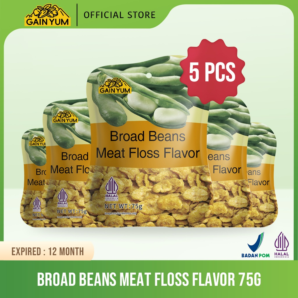 

Gain Yum - 5 pcs Kacang Koro Rasa Abon Sapi Kam Yuens Broad Beans Meat Floss Flavor 75G [Chinese Version]