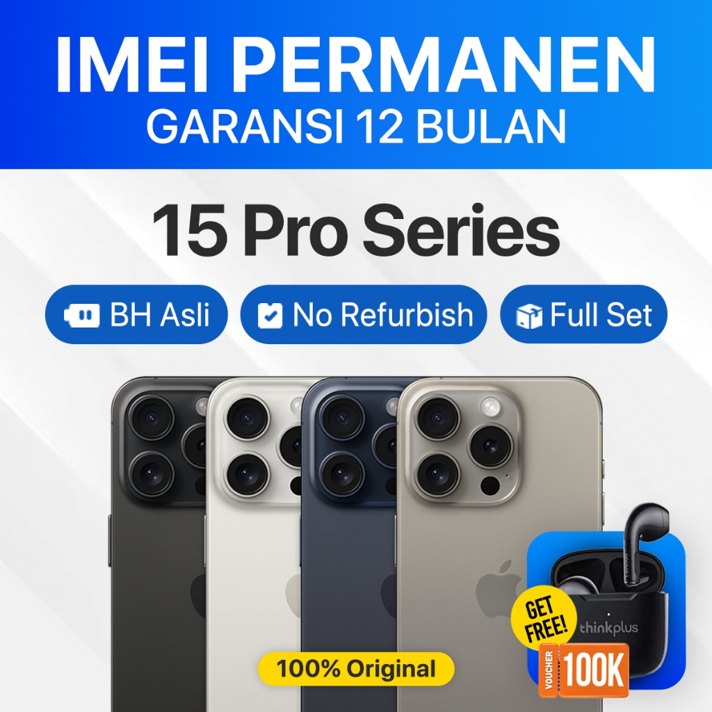 iPhone 15 Pro | 15 Pro Max ex iBox Beacukai IMEI Permanen Garansi 12 Bln 100% Original Second Resmi 
