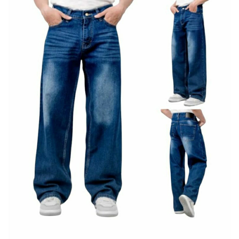 Celana Jeans Pria Scena / Celana Panjang Pria Baggy / Celana Jeans Gombrong /Celana Jeans Baggy Pria