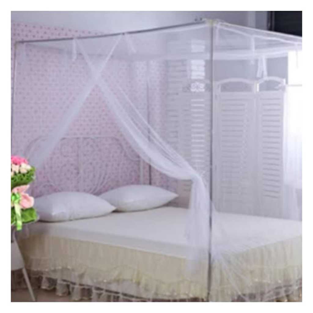 Kelambu Tidur Kotak Gantung Putih Polos Ukuran 120x200 Single Kelambu Tidur Anti Nyamuk Gantung