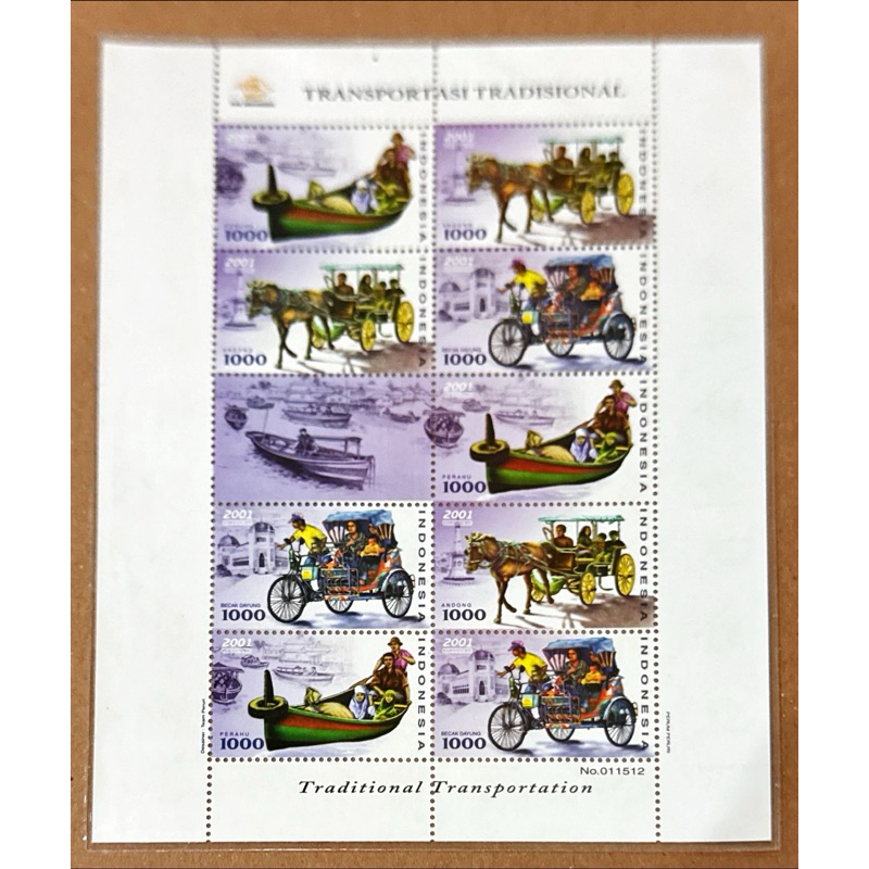 

(BB) PRANGKO INDONESIA 2001 MINI SHEET TRANSPORTASI TRADITIONAL. MNH .