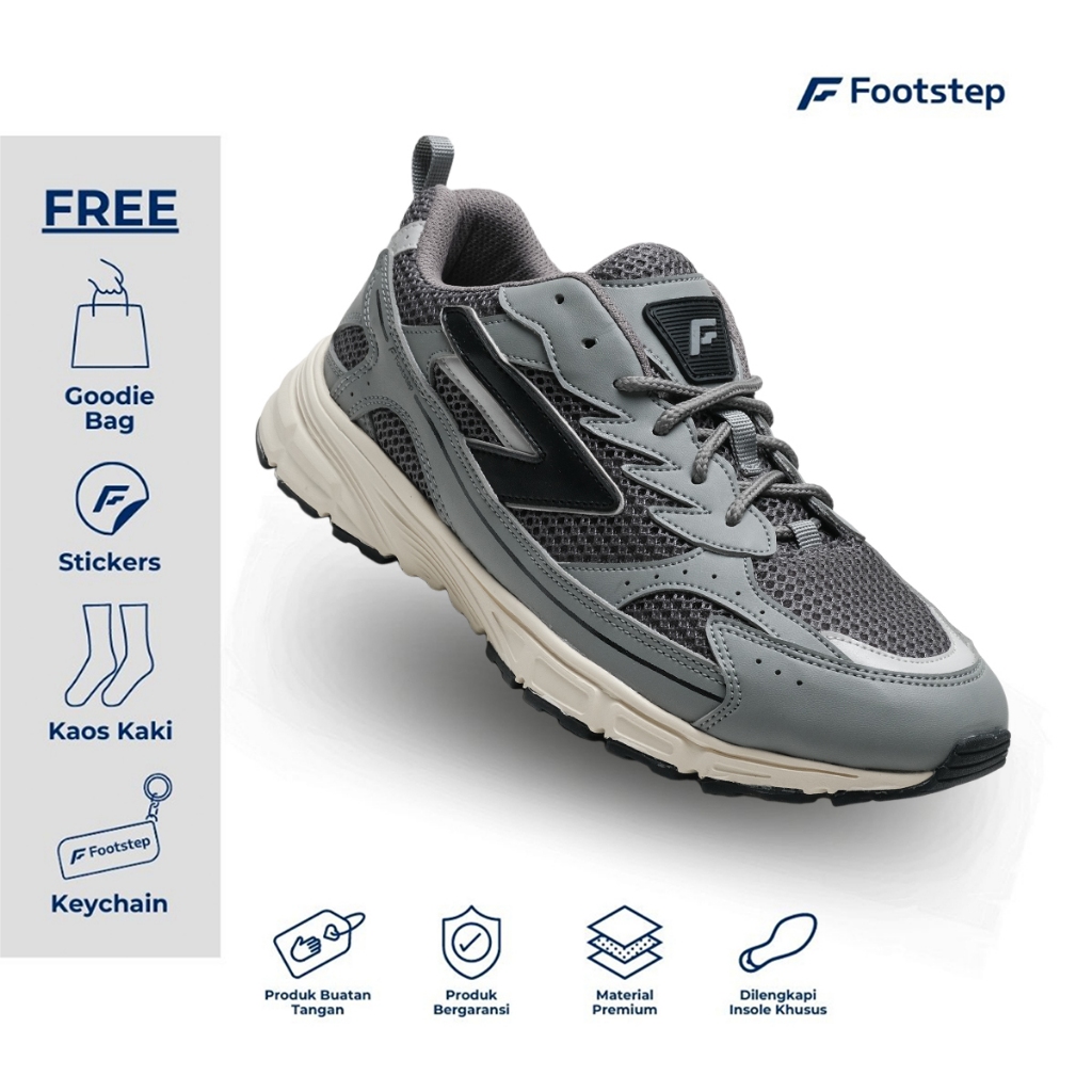 Footstep Footwear Sepatu Pria Sneakers Fletcher Ash Grey Original Shoes