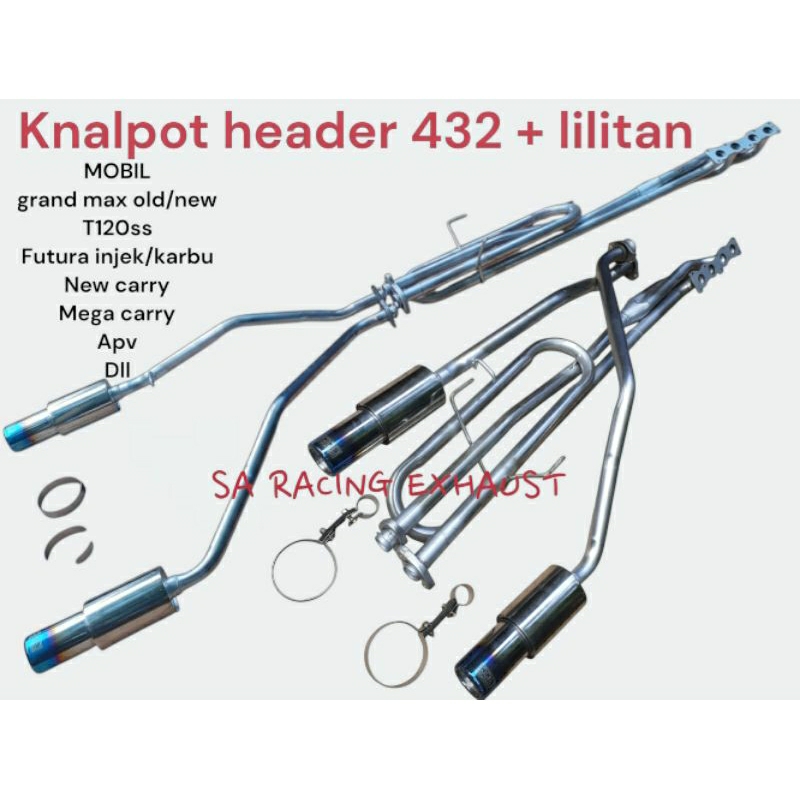 KNALPOT HEADER 432+LILITAN SUARA PINCANG (HARLEY),UNTUK MOBIL PICK UP GRAND MAX,FUTURA INJEK/CARNU,N