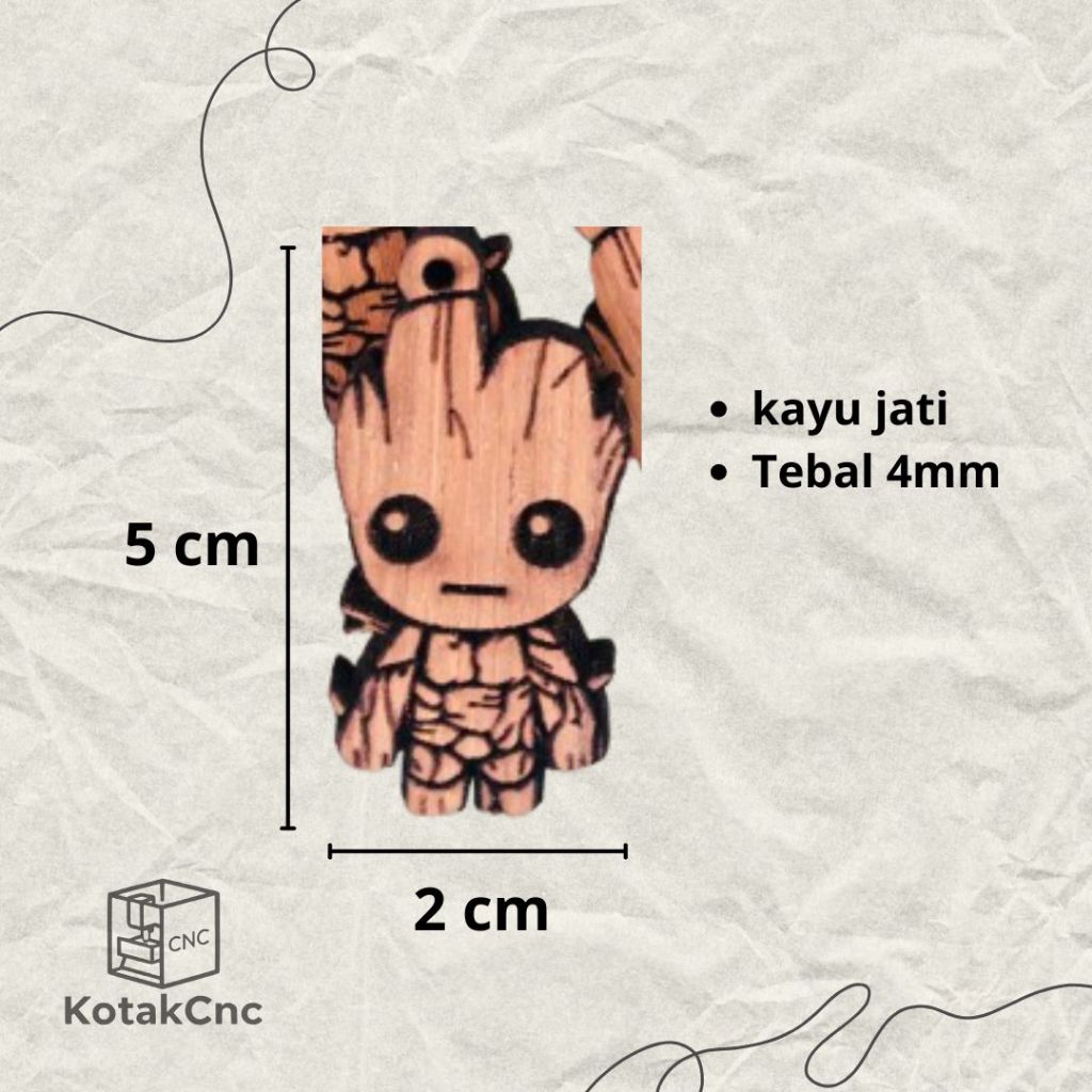 Gantungan Kunci Groot Mini Kayu Jati