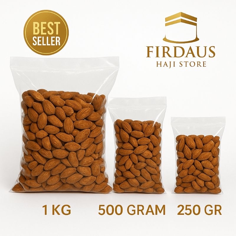 

Kacang Almond Premium | Almond Mentah / Panggang | 250gr 500gr 1kg - Firdaus Haji Store