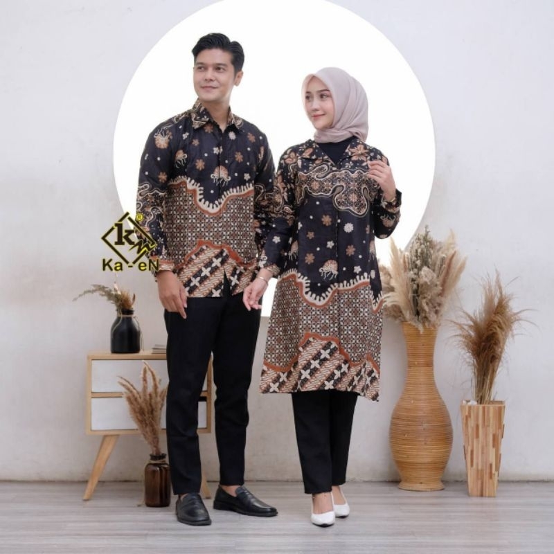 Baju Batik Couple Pria Wanita Lengan Panjang Hem Batik Pria Baju KutuBaru Wanita