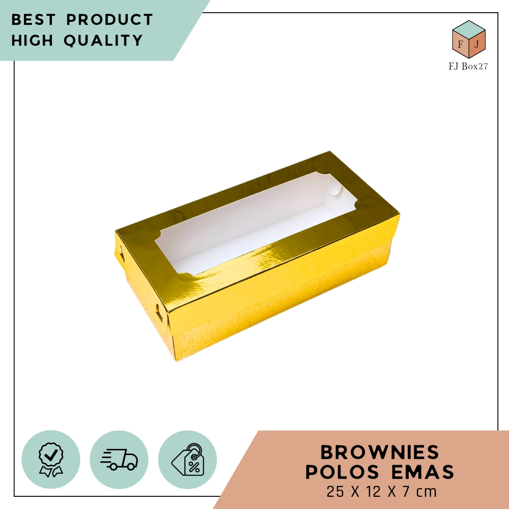 (10 pcs) BOX BROWNIES POLOS EMAS 25X12X7 CM / DUS EMAS POLOS / KOTAK ROTI BAKAR POLOS EMAS
