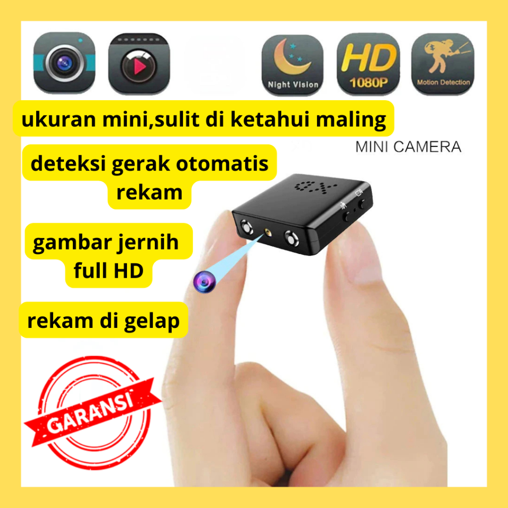 Mini CCTV Kamera Kecil Tersembunyi Full HD Night Vision Deteksi Gerak tomatis Konek Ke Hp