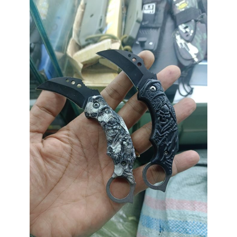 pisau Kerambit mini tengkorak  putih dan hitam