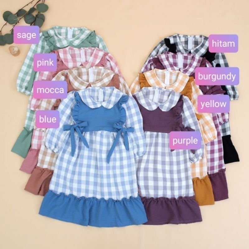 gamis/muslim anak terbaru crinkle airflow mix katun kotak 5-12 tahun