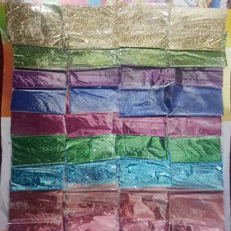mainan serbuk gliter lembar isi 40pcs / bubuk gliter warna warni