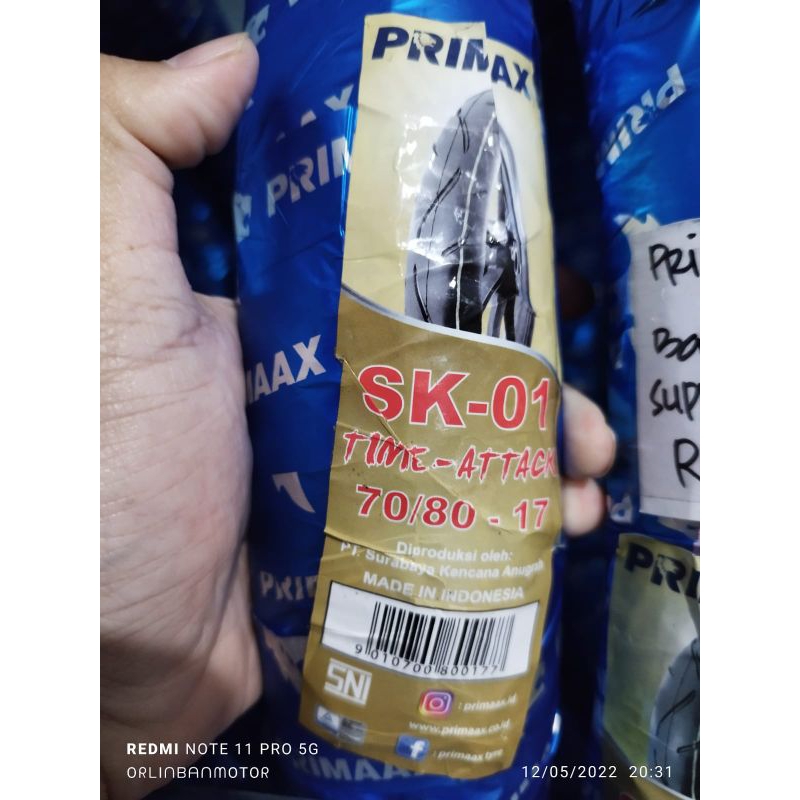 BAN PRIMAX SK01 70/80-17 TUBE TYPE/BAN DONAT DEPAN SUPRA125/BAN DEPAN REVO ABSOLUT/BAN LUAR DEPAN VE