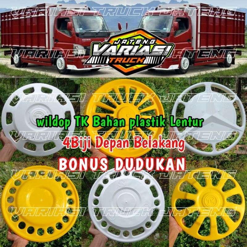 Wildop truk dan engkel Ring 15 dan 16 bahan plastik lentur 1set 4biji depan belakang bonus dudukan