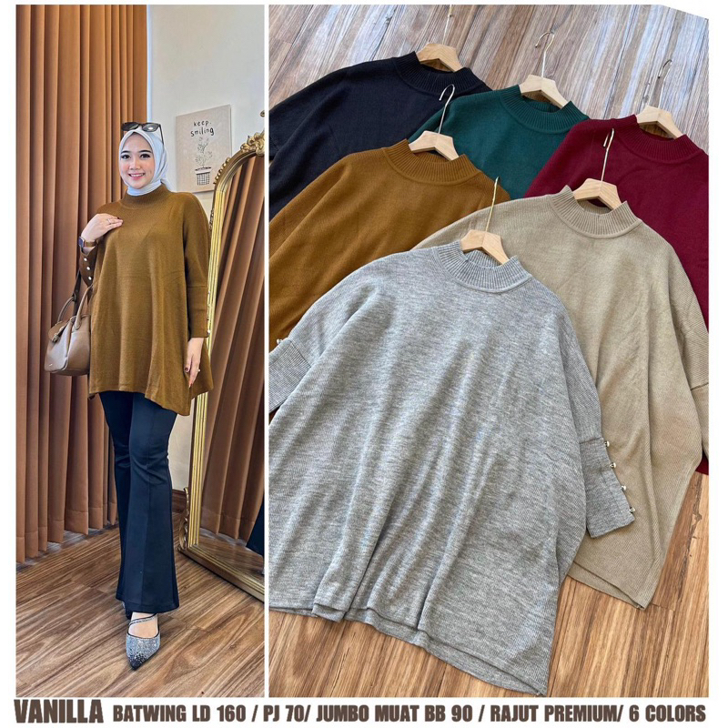 Atasan Vanilla Batwing LD 160 JUMBO BB 90 kg Rajut PREMIUM