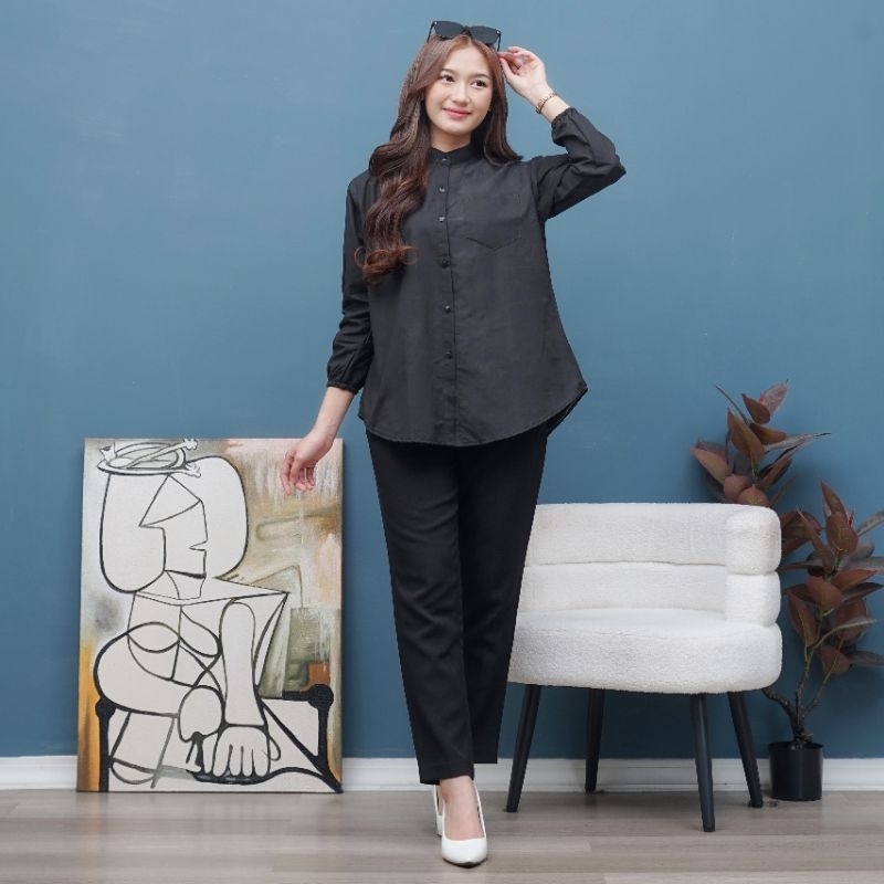 kemeja kantor wanita kemeja putih kerah bulat kemeja lengan karet kemeja putih cewek kemeja putih wa