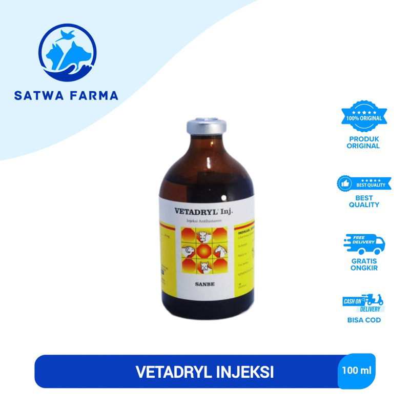 Vetadryl Injeksi Obat Alergi Hewan Sapi Kambing Kerbau Kuda