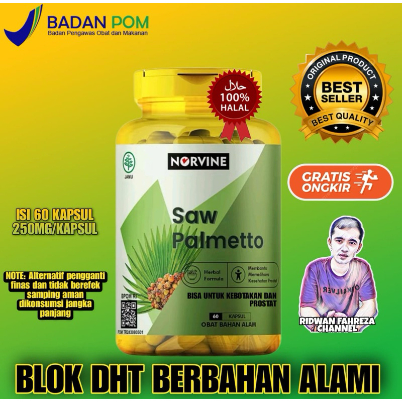 SAW PALMETTO DHT BLOKER ALAMI UNTUK MENGATASI KEBOTAKAN DAN PROSTAT ISI 60KAPSUL SUDAH BPOM RI DAN H
